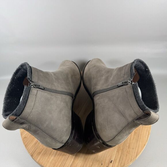 Vionic Boots Womens 11 Gray Brown Leather Joslyn Weather Resistant Ankle Booties - Picture 5 of 8